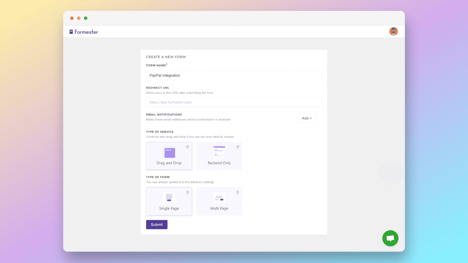 Formester Create Form